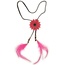 Hoofdbandje hippie met bloem en veren roze