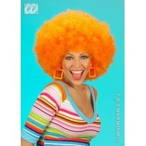 Pruik Afro oranje extra krul elite