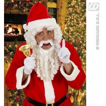 Kerstmanpruik krul met baard, snor en wenkbrauwen