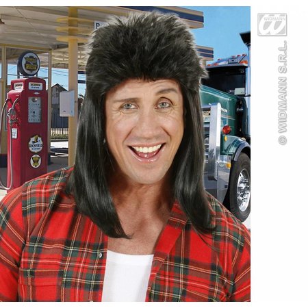 Pruik Mullet zwart