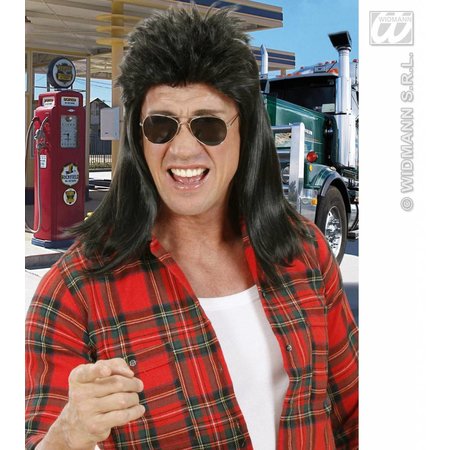 Pruik Mullet zwart