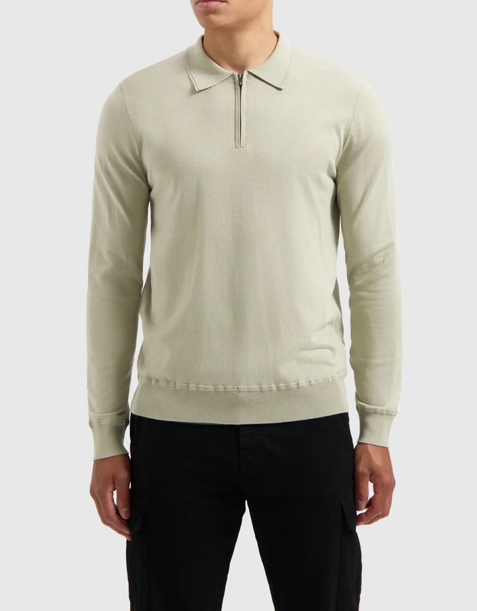 Pure Path Regular Knit Polo Zip L/S