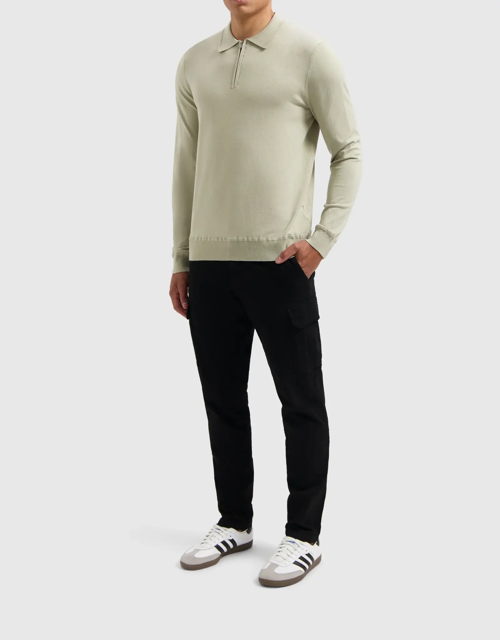 Pure Path Regular Knit Polo Zip L/S