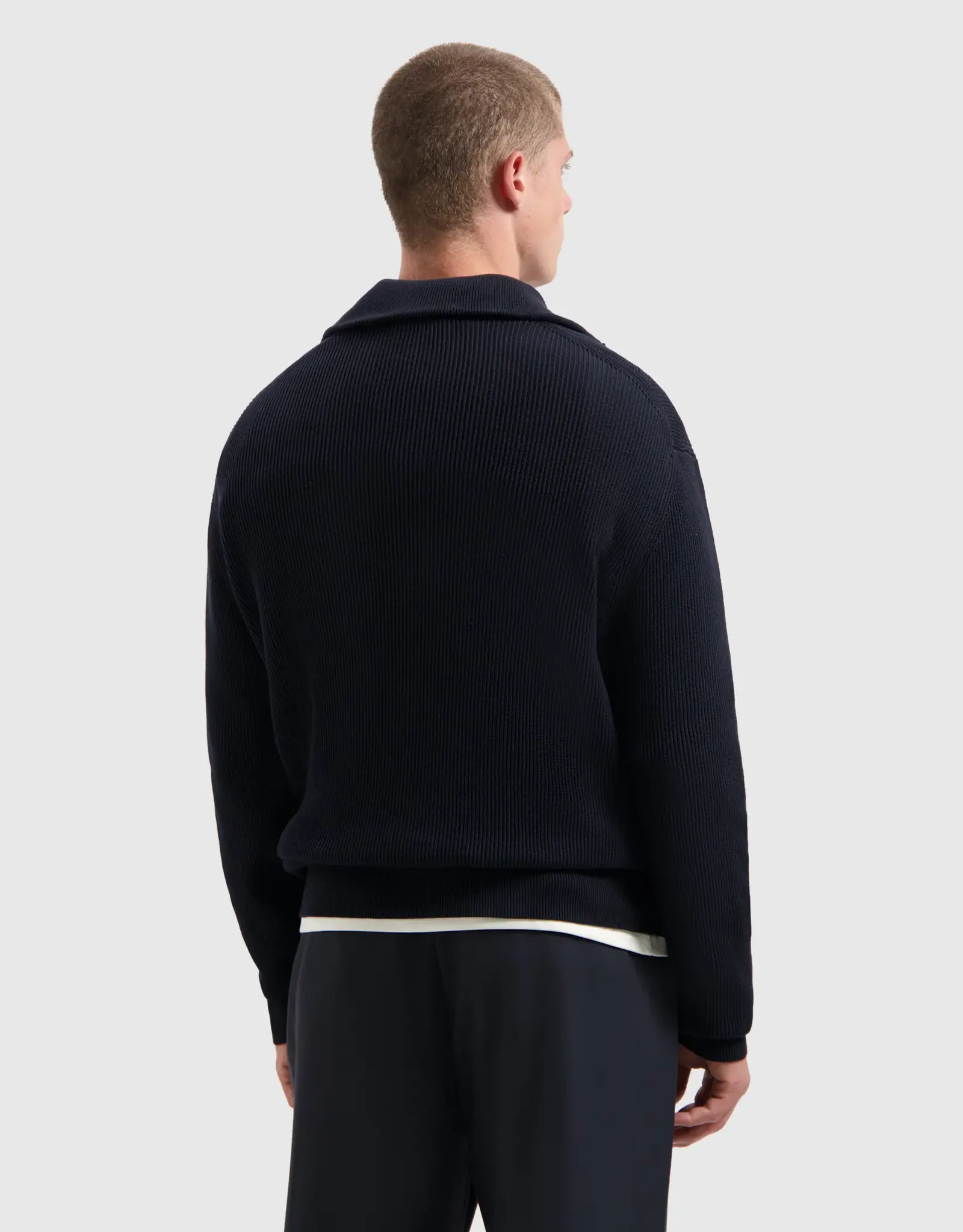Pure Path Rib Knit Half-zip Sweater