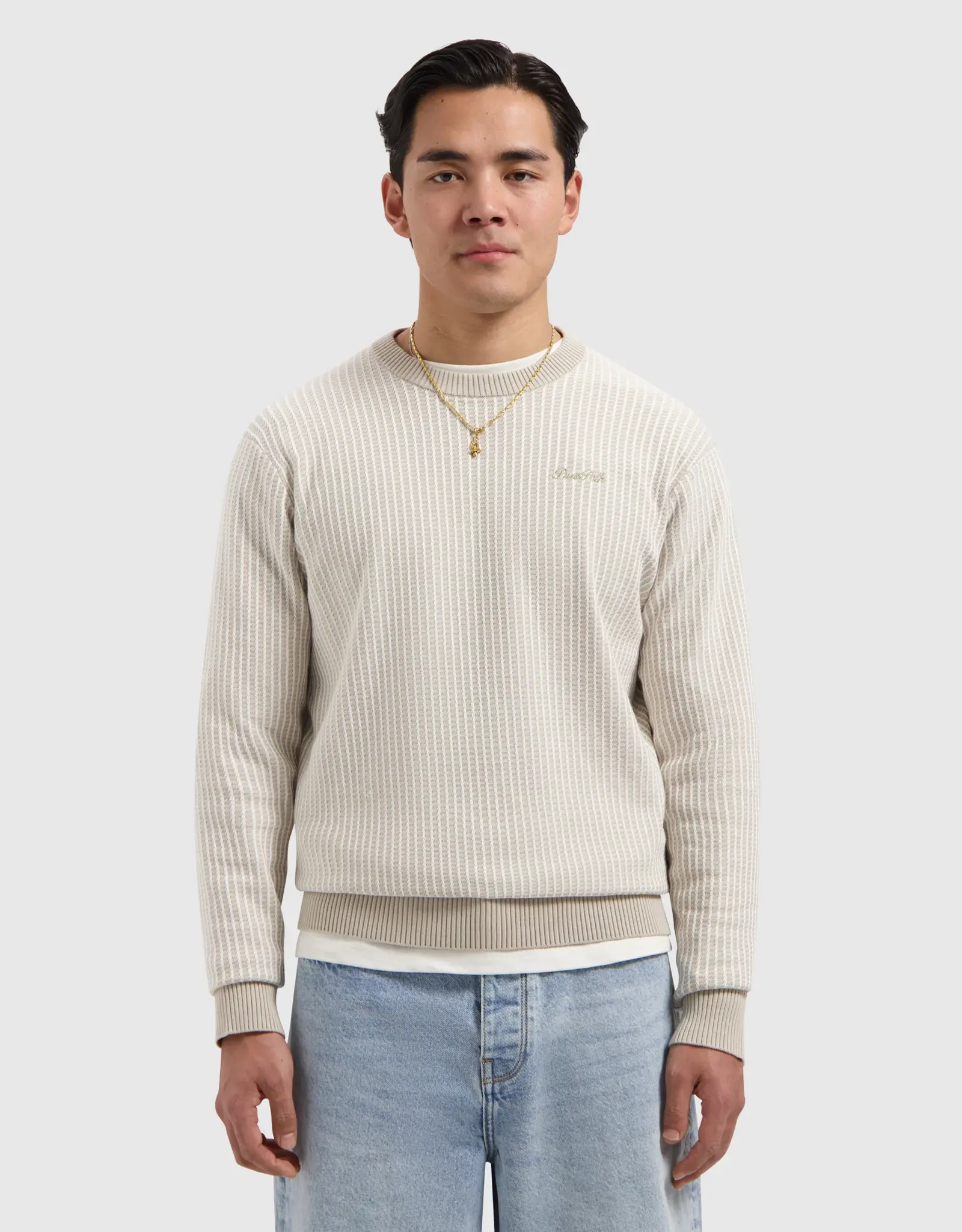 Pure Path Ladder Stitch Knit Sweater