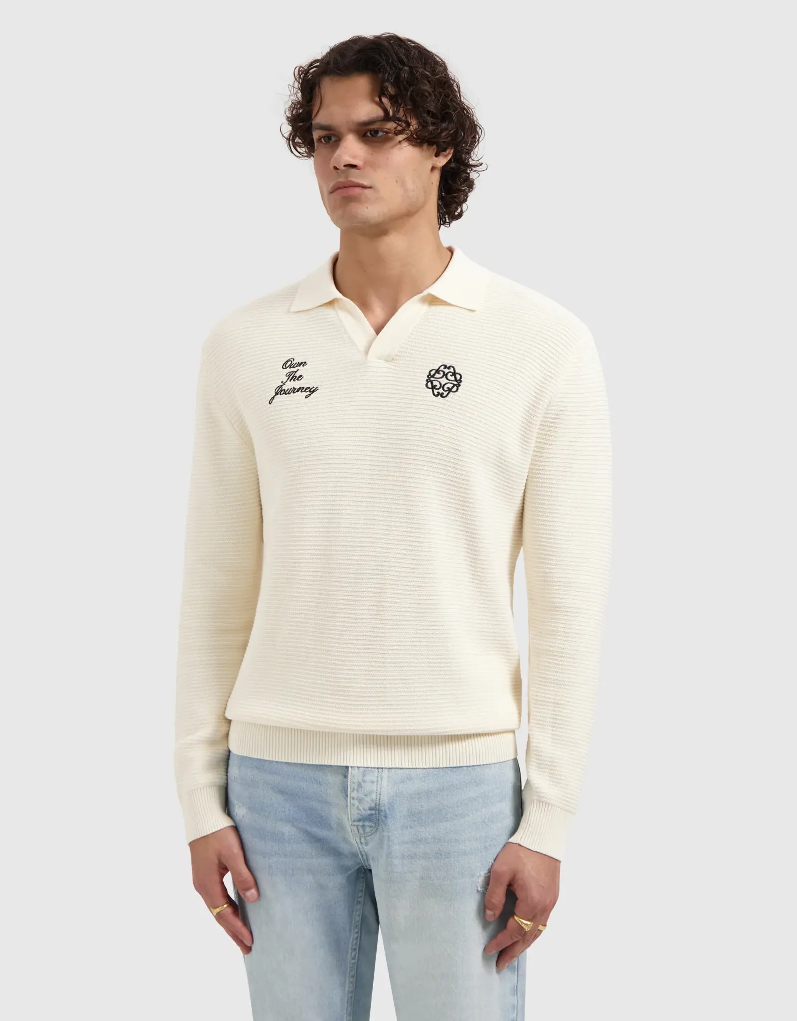 Pure Path Embroidered Braided Knit Polo