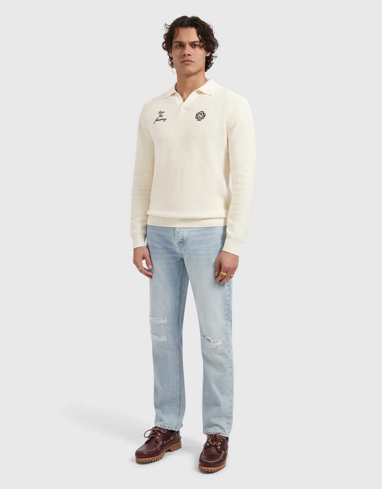 Pure Path Embroidered Braided Knit Polo