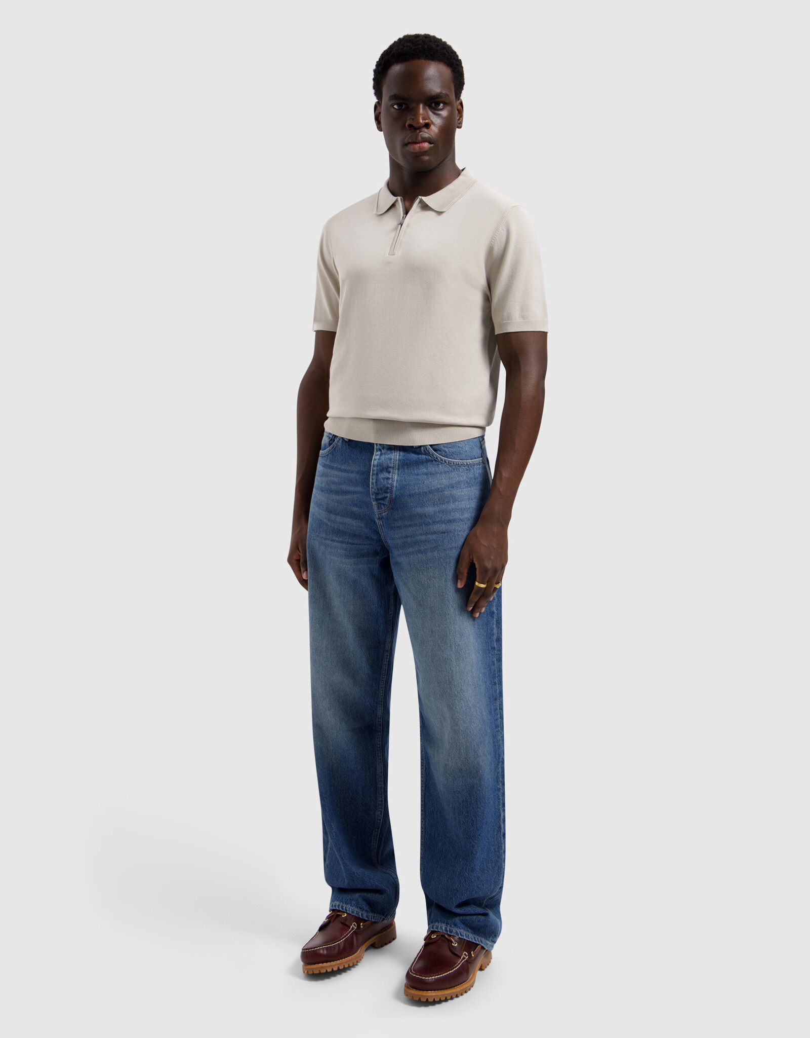 Pure Path Flat Knit Half-zip Polo