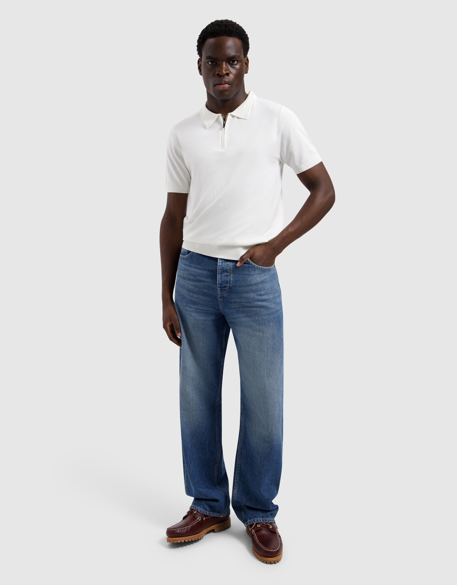 Pure Path Flat Knit Half-zip Polo