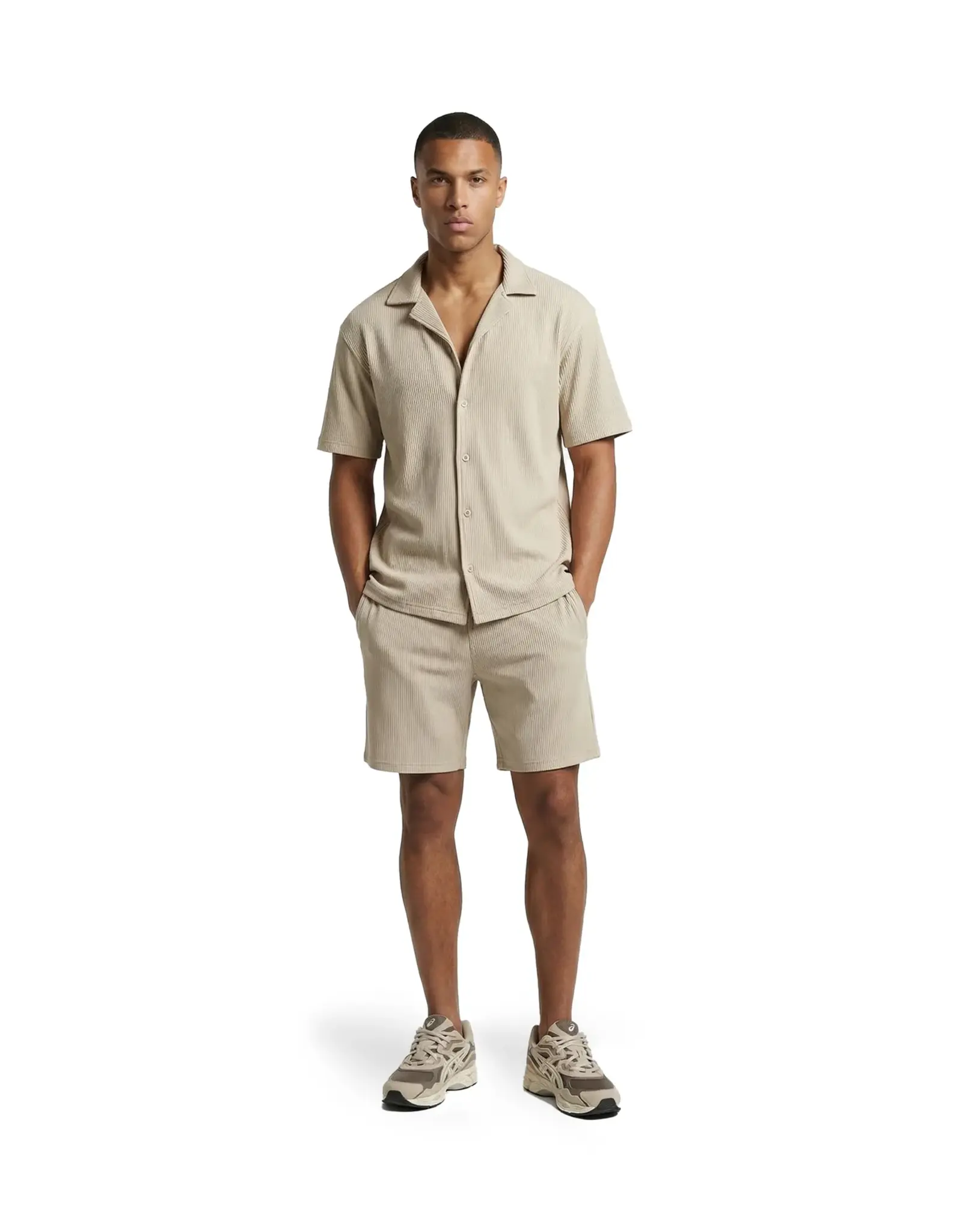 Malelions Malelions Men Ribbed Camp Collar Shi