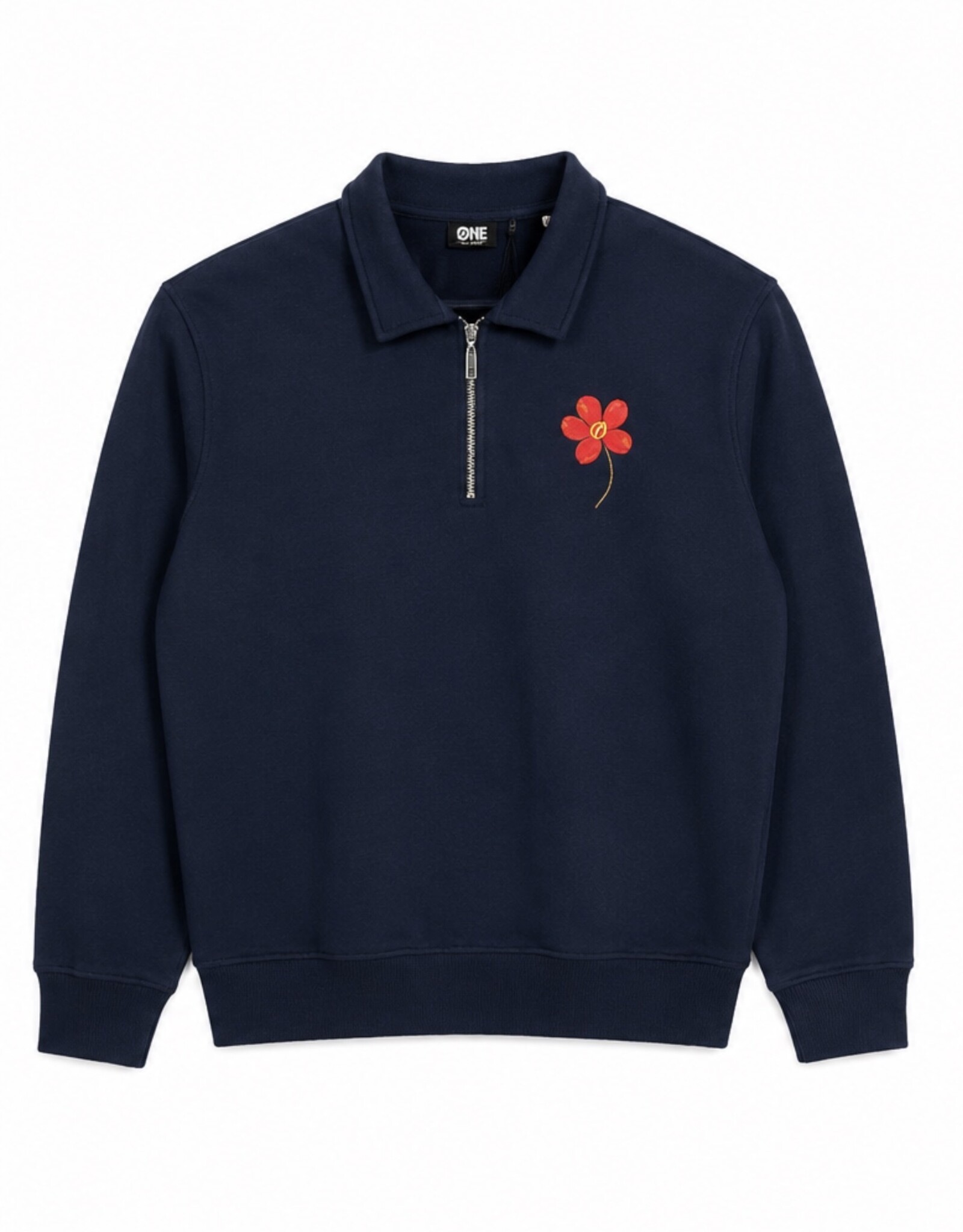 One First Movers Red Flower Half Zip