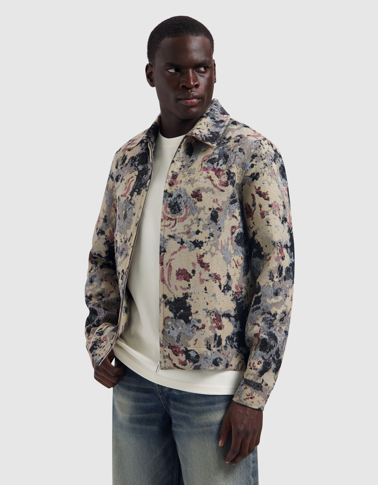 Pure Path Jacquard Flower Full-zip Overshirt