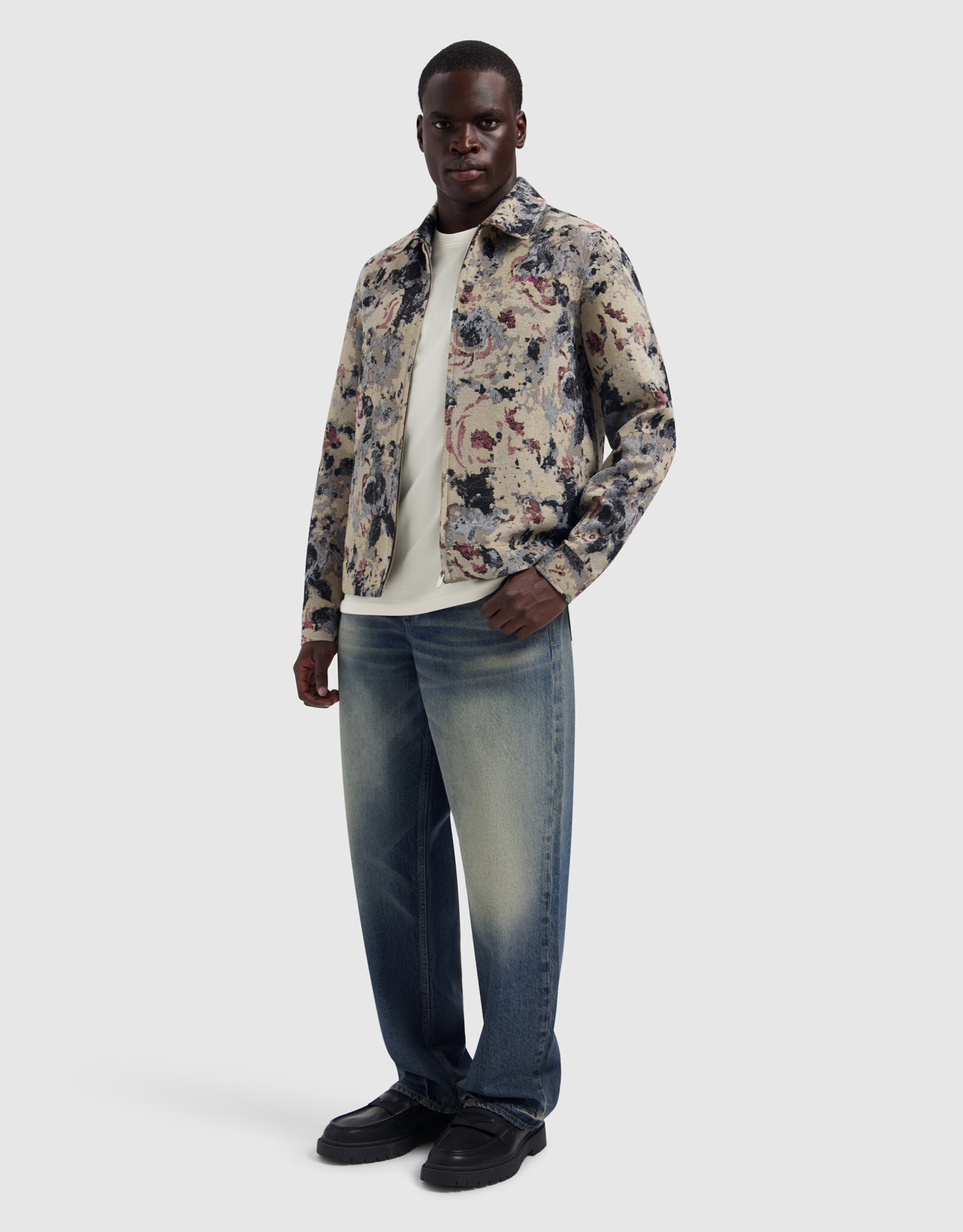 Pure Path Jacquard Flower Full-zip Overshirt
