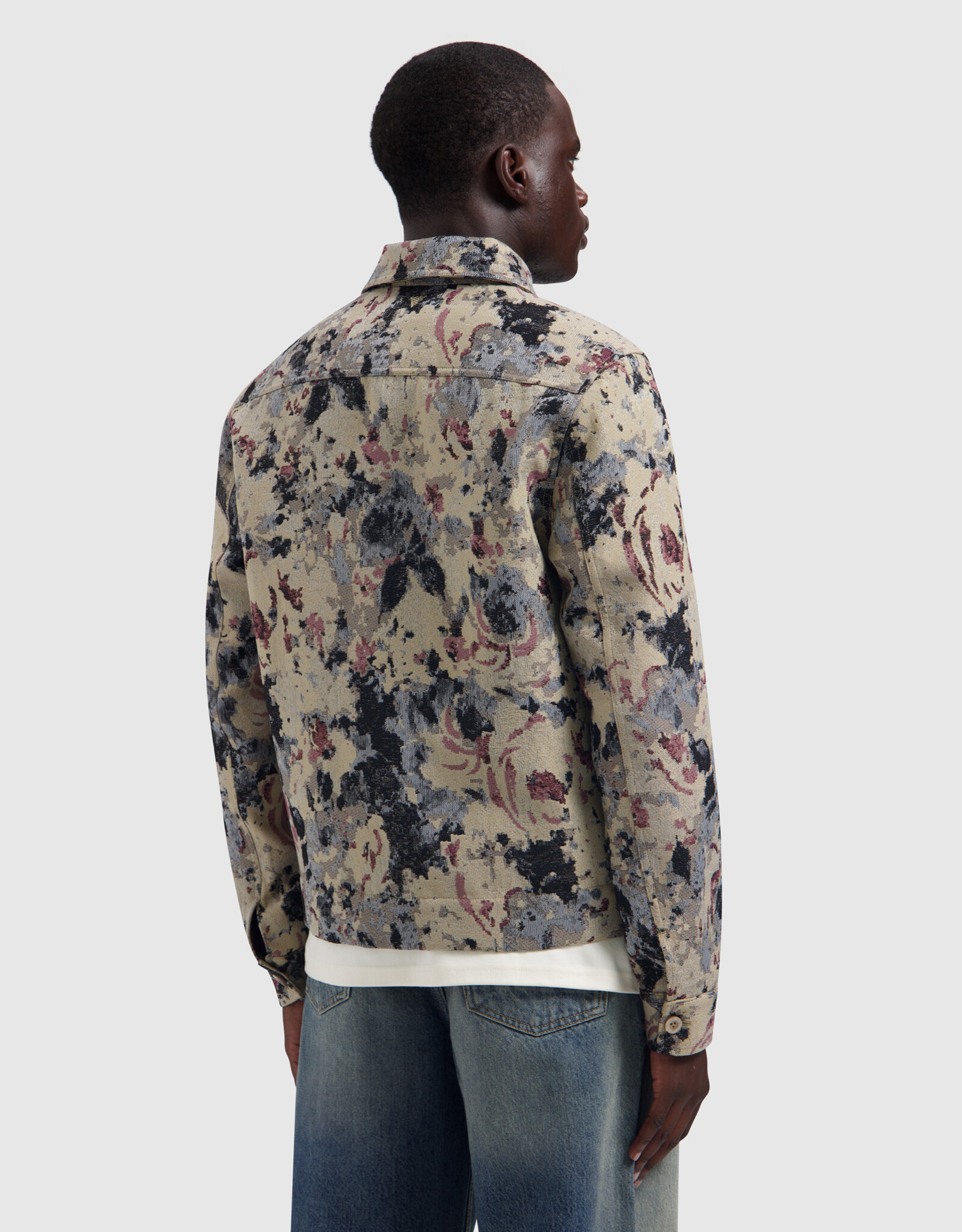 Pure Path Jacquard Flower Full-zip Overshirt