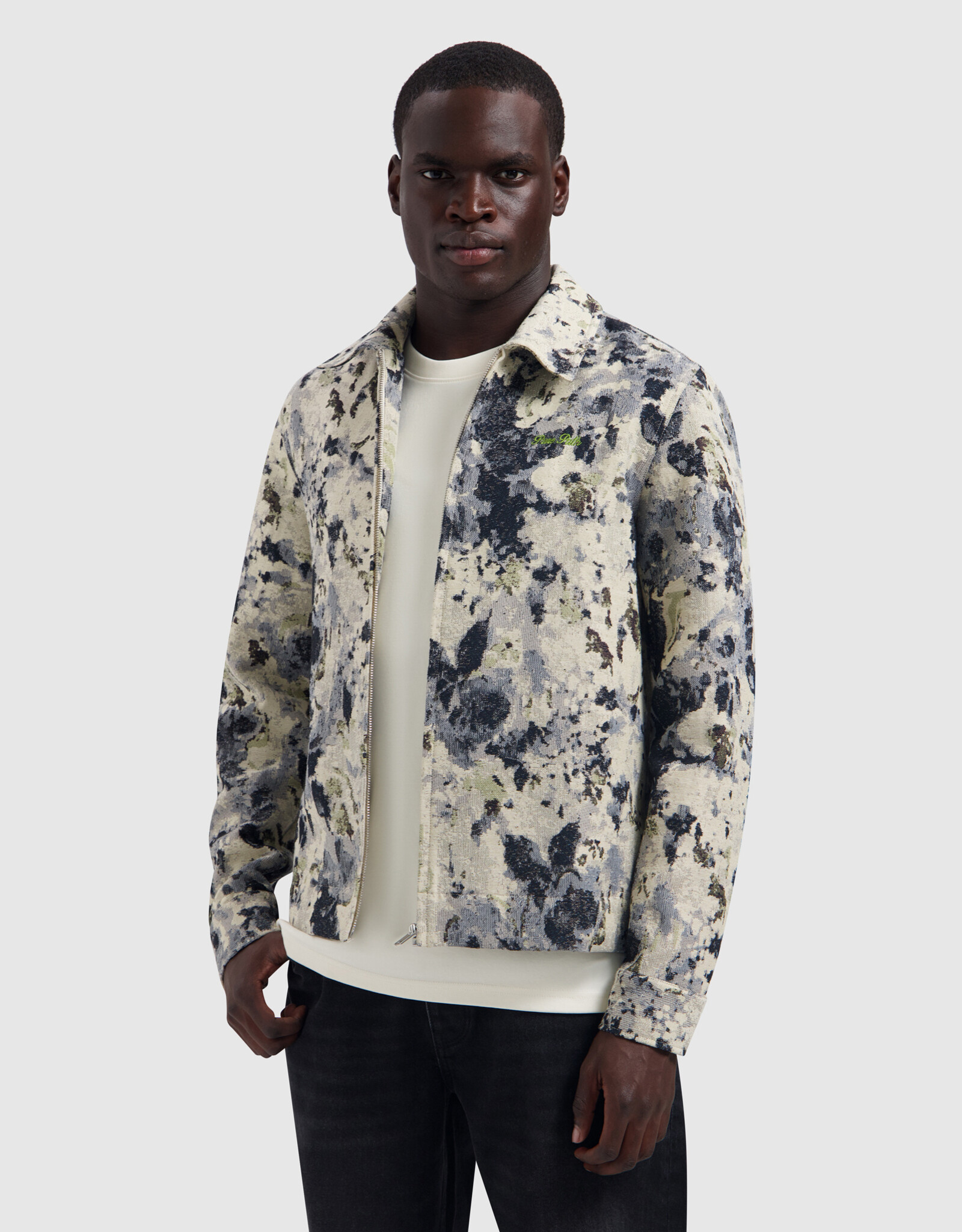 Pure Path Jacquard Flower Full-zip Overshirt