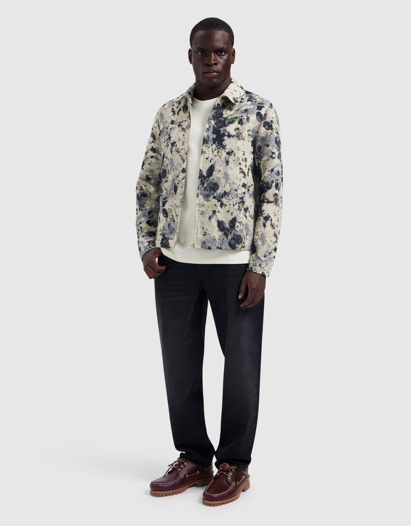 Pure Path Jacquard Flower Full-zip Overshirt