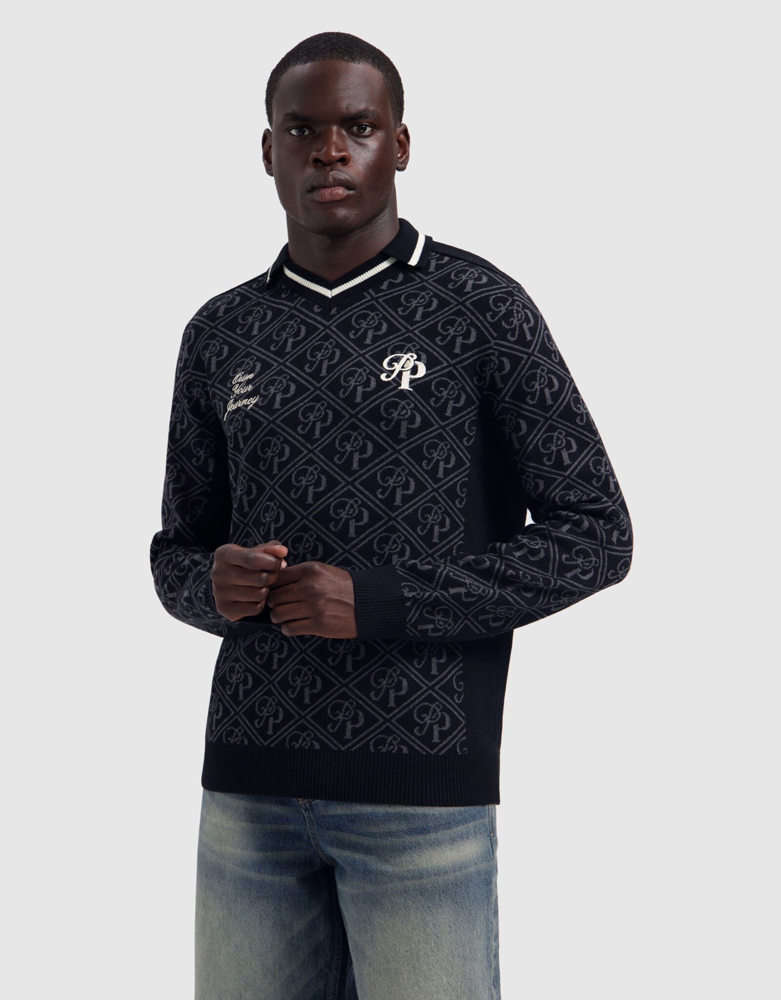 Pure Path Jacquard Football Knit Polo