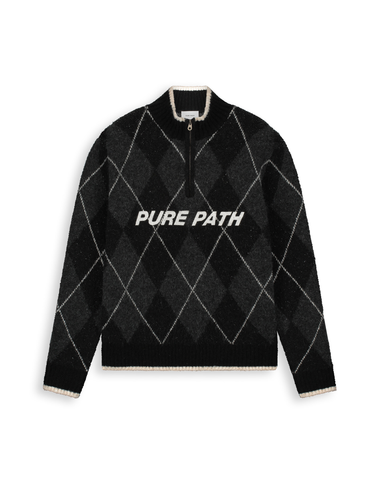 Pure Path Argyle Half-zip Knit