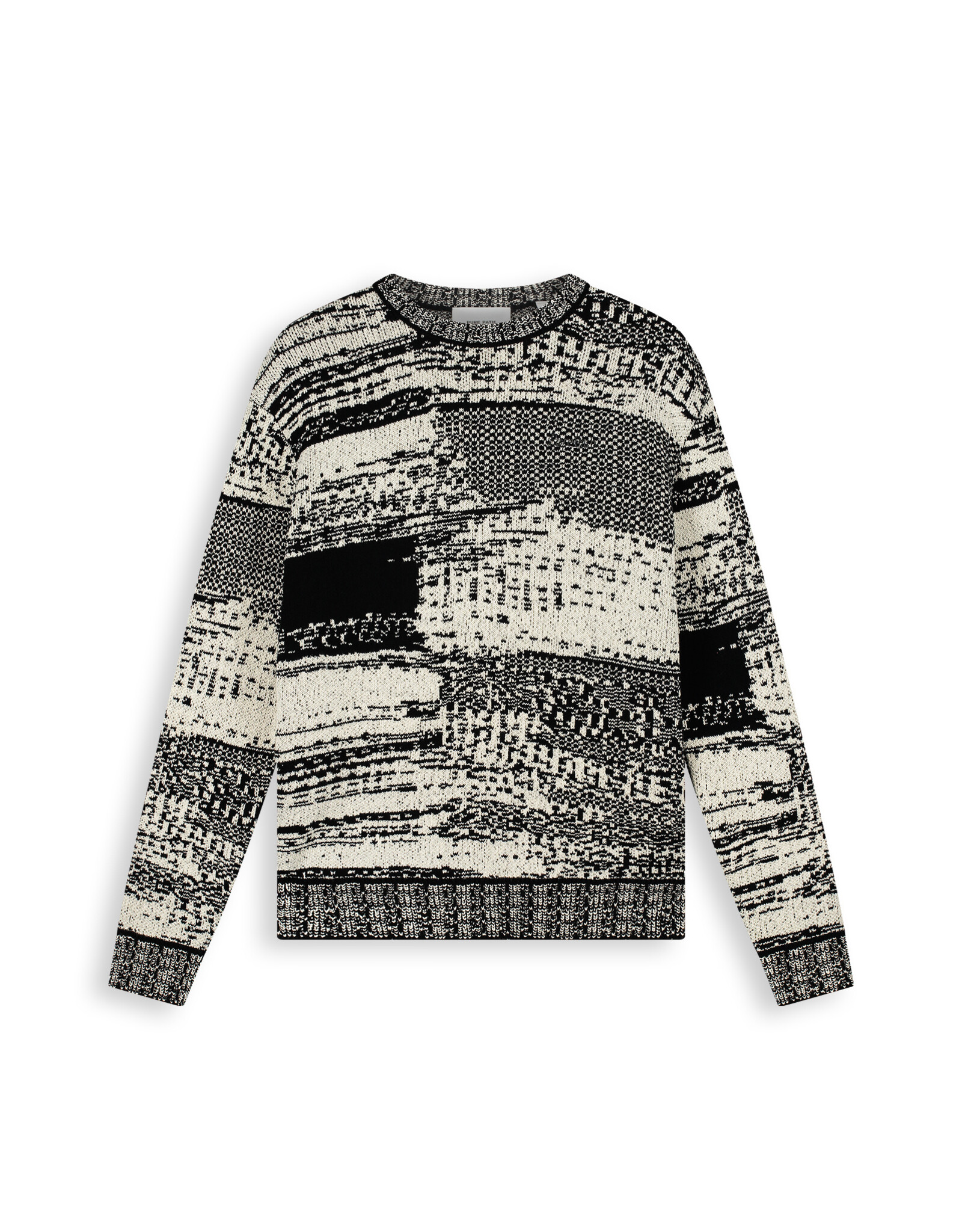 Pure Path Jacquard Geometric Knit Sweater