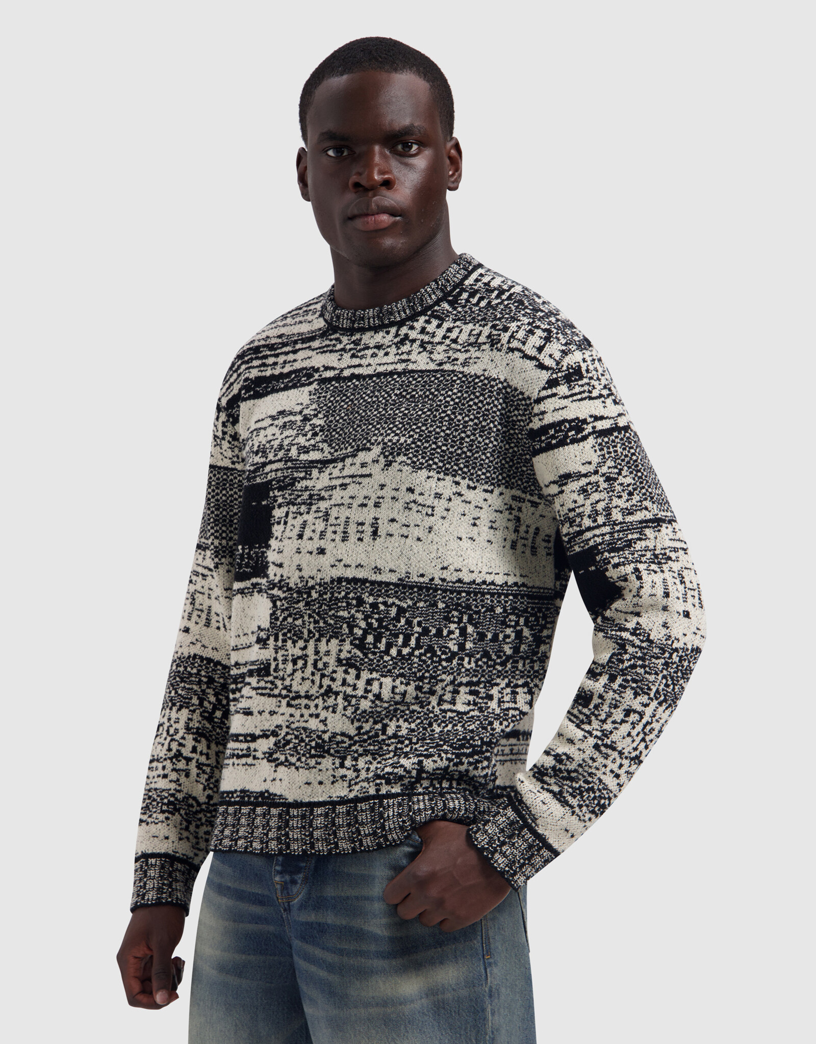 Pure Path Jacquard Geometric Knit Sweater