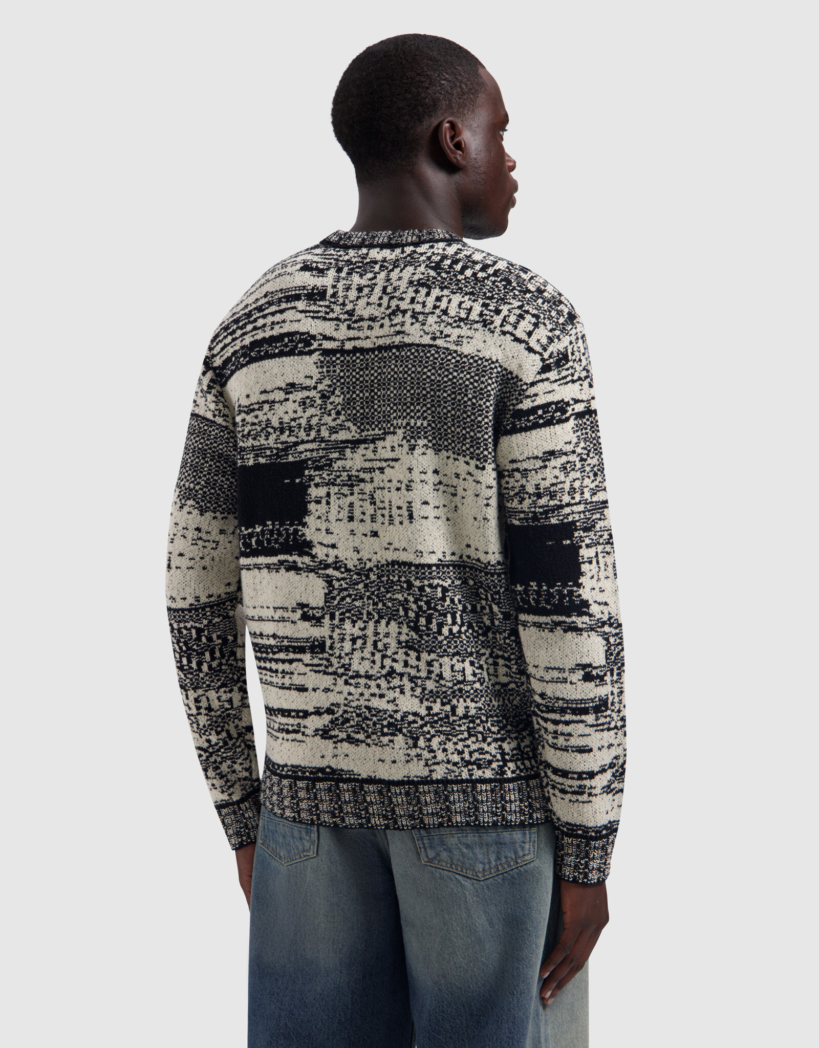 Pure Path Jacquard Geometric Knit Sweater