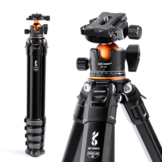 K&F Concept Tripod Traveller M1 177cm met BH-35L balhoofd