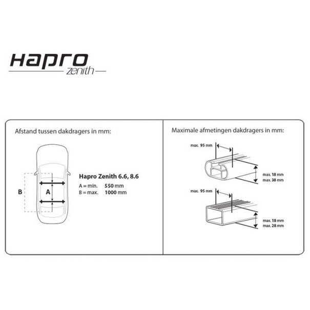 Hapro Hapro Zenith 8.6 Brilliant Black - Dakkoffer - 440 L - 5 Jaar garantie