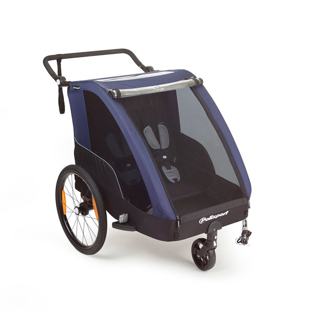 Polisport Fietskar Polisport- Grijs/Blauw - 2 Kinderen - Max Laadvermogen 45kg