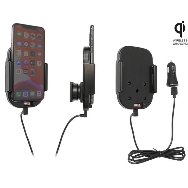 Brodit Telefoonhouder - Apple iPhone 11 Pro Max  Qi wireless Actieve verstelbare houder met 12V USB plug