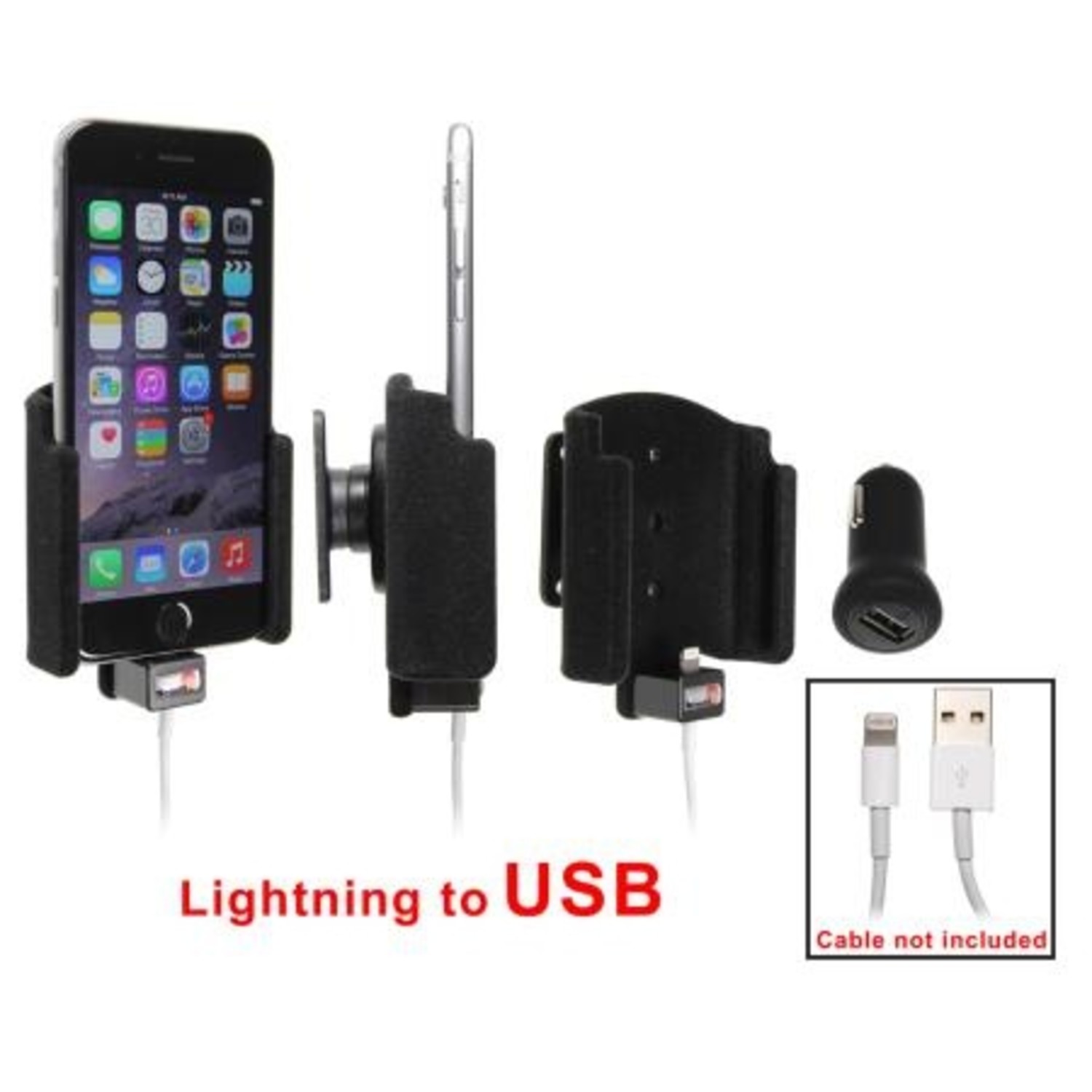 Ambassadeur vezel animatie Brodit Apple iPhone 6 Passieve houder. Voor Apple lightning kabel naar USB  met Griffin USB 12/24V plug (Ges - VenderParts.nl