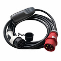 Khons Type 2 draagbare oplader met rode CEE - 32A 3 fase - 6 Meter