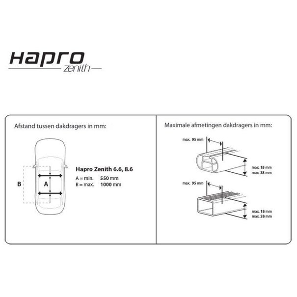Hapro Hapro Zenith 8.6 Antraciet - Dakkoffer - 440 L - 5 Jaar garantie