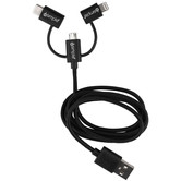 iSimple Datakabel USB naar Lightning / Micro USB / USB C 1m zwart