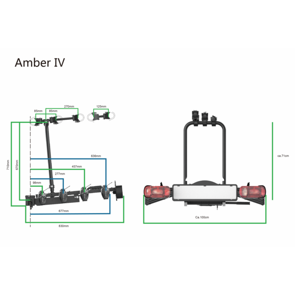 Pro-User Pro-User Amber IV + Oprijgoot -  Fietsendrager - 4 Fietsen - Kantelbaar