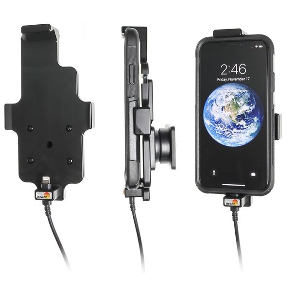 Brodit Telefoonhouder - Apple iPhone X / Xs-  met of zonder hoes -  Actieve houder - 12V USB plug