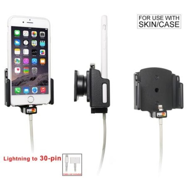 Brodit Telefoonhouder Apple iPhone 6 / 6S / 7 / 8 / X / Xs Passieve verstelbare houder. lightning naar 30pin adapter