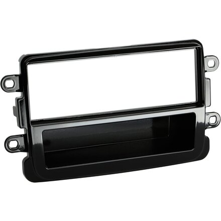 1-DIN Paneel met aflegbakje. Dacia Dokker/ Duster/ Lodgy 2012-2019 Kleur: Piano Zwart