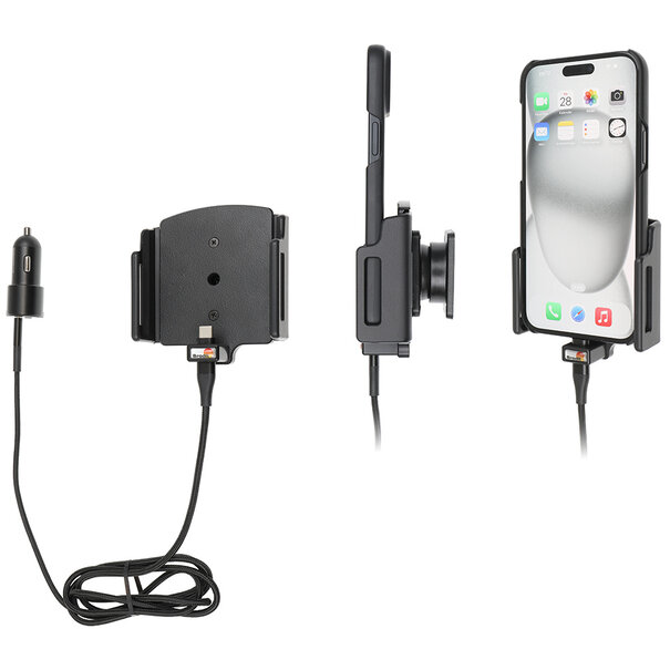 Brodit Telefoonhouder Apple iPhone 15 Plus/15 Pro Max - Actieve verstelbare  houder - 12V USB SIG-Plug 70-83mm