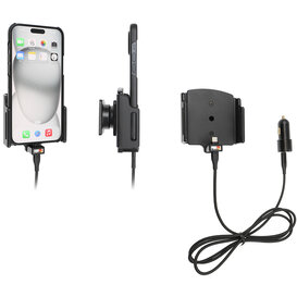 Telefoonhouder Apple iPhone 15 Plus/15 Pro MAX - Actieve verstelbare houder - 12V USB SIG-Plug 70-83mm
