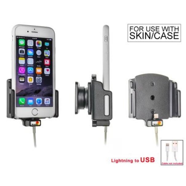 Brodit Apple iPhone 6 Passieve verstelbare houder. Originele Apple lightning naar USB kabel /slim (met skin