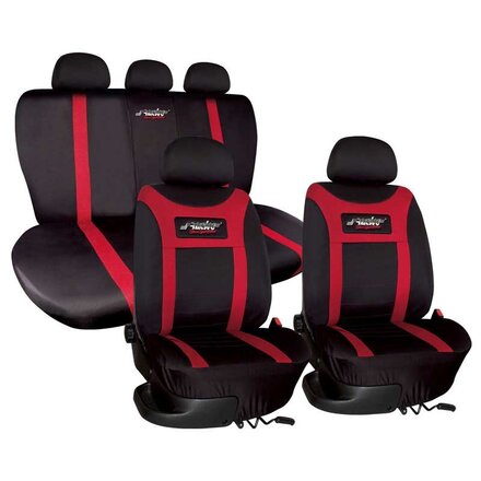 Simoni Racing Stoelhoezenset Type H - Zwart/Rood - Complete set 11-delig