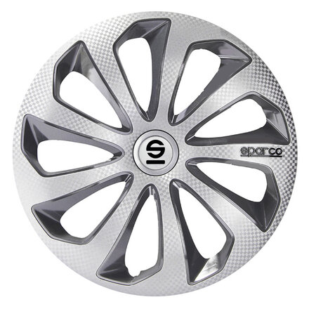 Sparco Wieldoppen Sicilia - 16-inch - Zilver/Grijs/Carbon - Set van 4 stuks