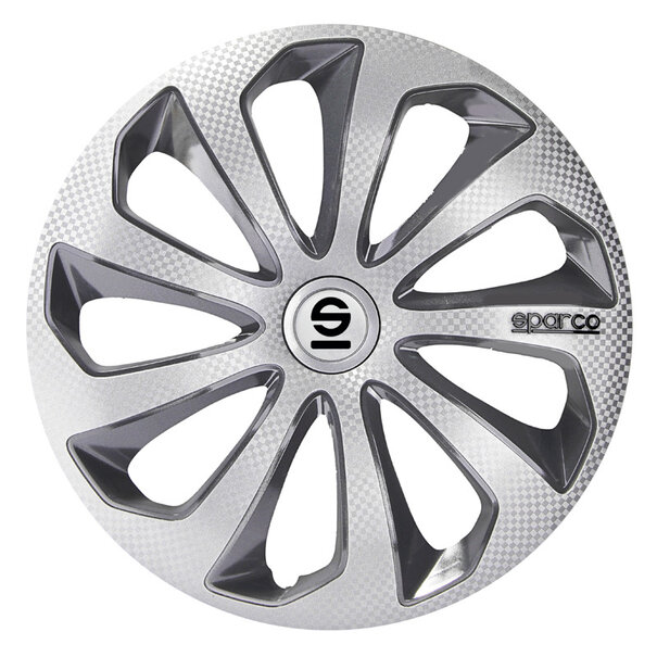 Sparco Sparco Wieldoppen Sicilia - 16-inch - Zilver/Grijs/Carbon - Set van 4 stuks