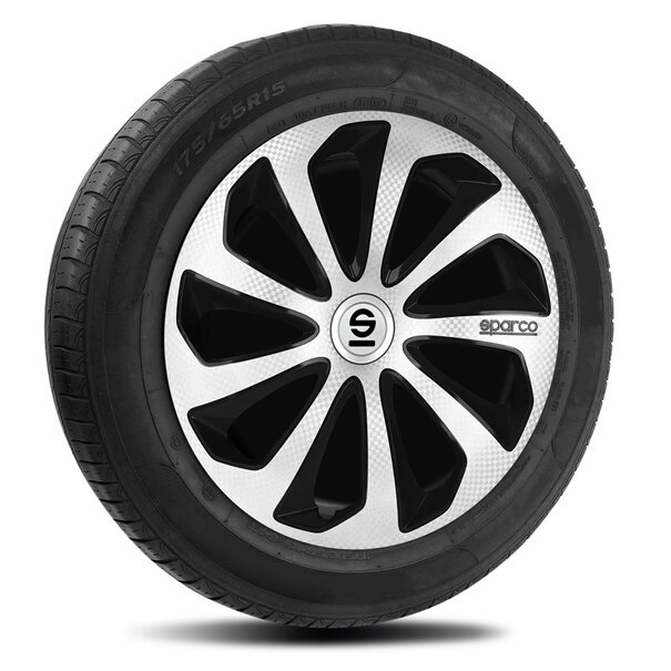 Sparco Sparco Wieldoppen Sicilia - 16-inch - Zilver/Zwart/Carbon - Set van 4 stuks