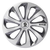 Sparco Wieldoppen Sicilia - 15-inch - Zilver/Grijs/Carbon - Set van 4 stuks