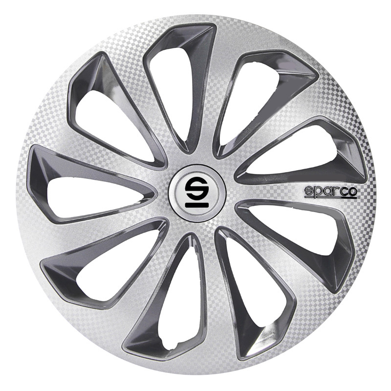 4-Delige Wieldoppenset VR 13-inch zwart/carbon-look/logo | - Wieldoppen