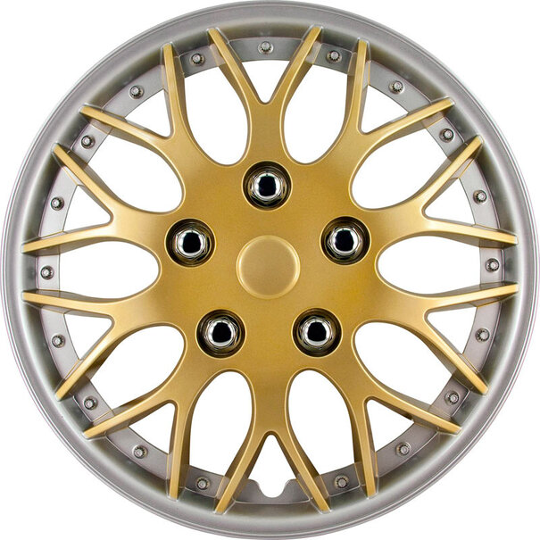 AutoStyle 4-Delige Wieldoppenset Missouri 15-inch goud/zilveren rand