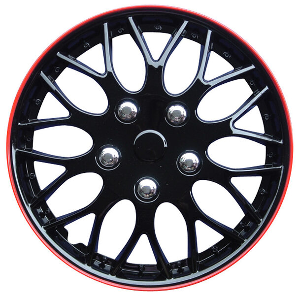 AutoStyle AutoStyle 4-Delige Wieldoppenset Missouri 15-inch zwart/rode rand
