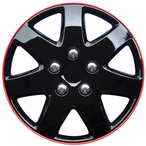 AutoStyle AutoStyle 4-Delige Wieldoppenset Michigan 14-inch zwart/rode rand