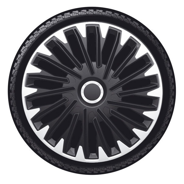 AutoStyle AutoStyle 4-Delige Wieldoppenset Quantum Pro 16-inch zilver/zwart + chroom ring